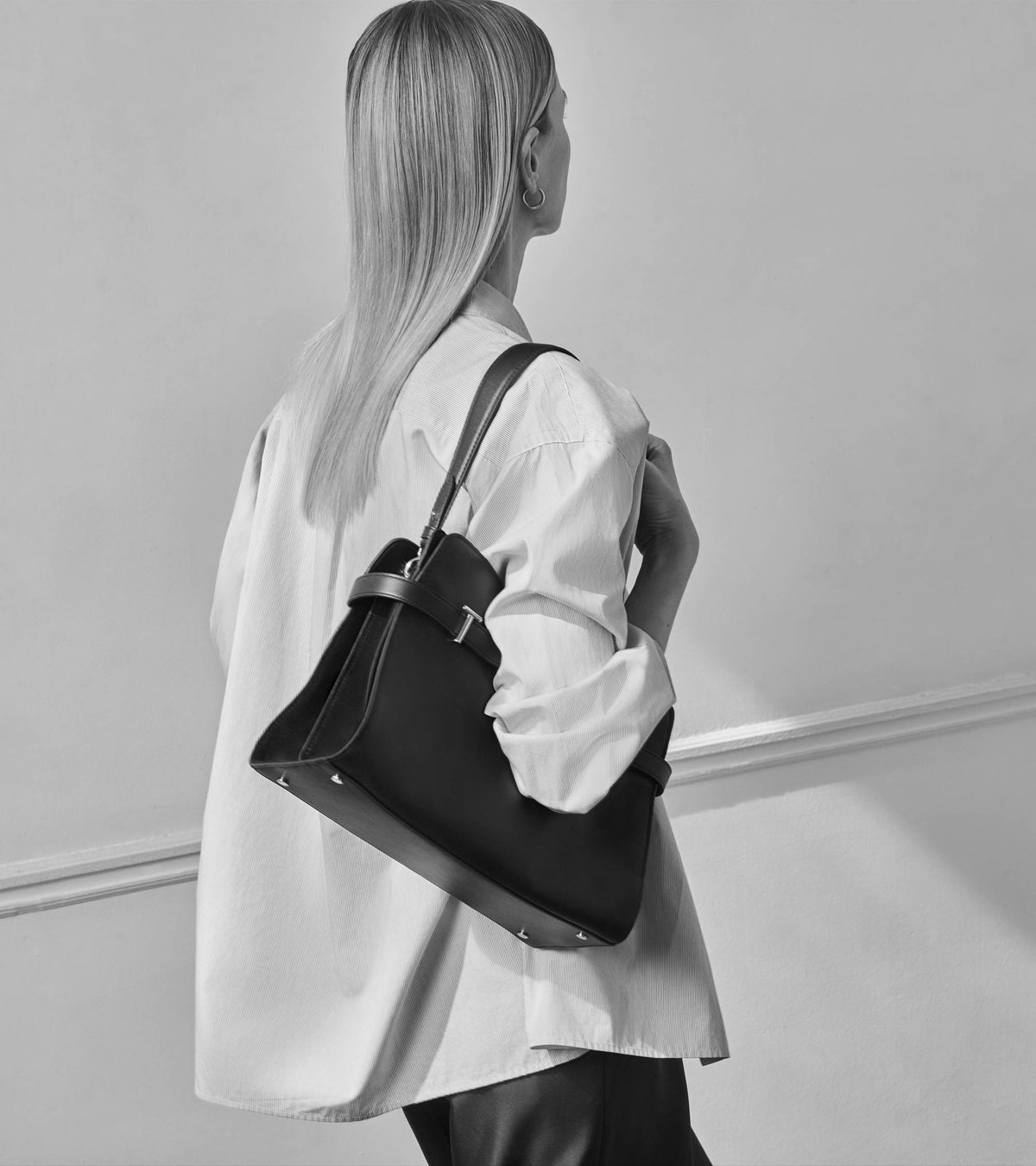 Emie large handbag in smooth leather and suede