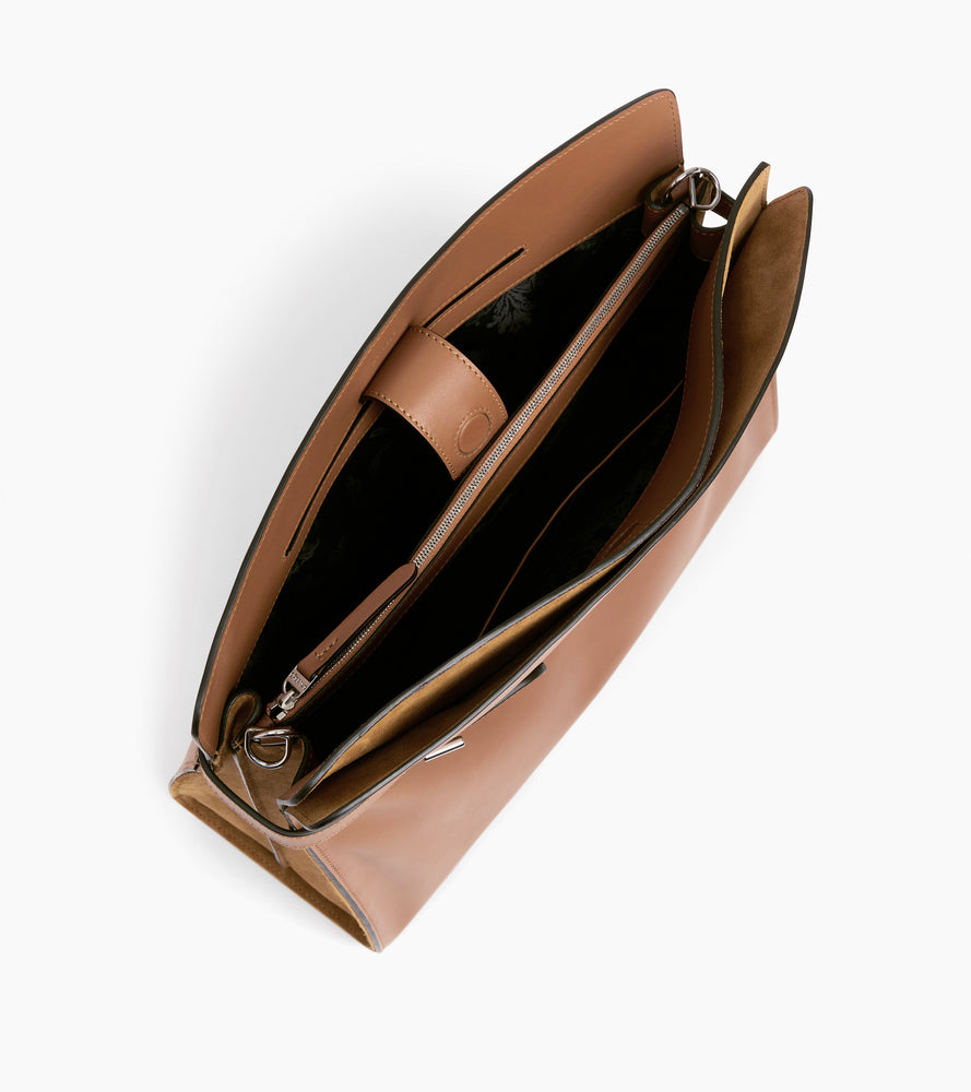Emie maxi handbag in smooth leather and suede