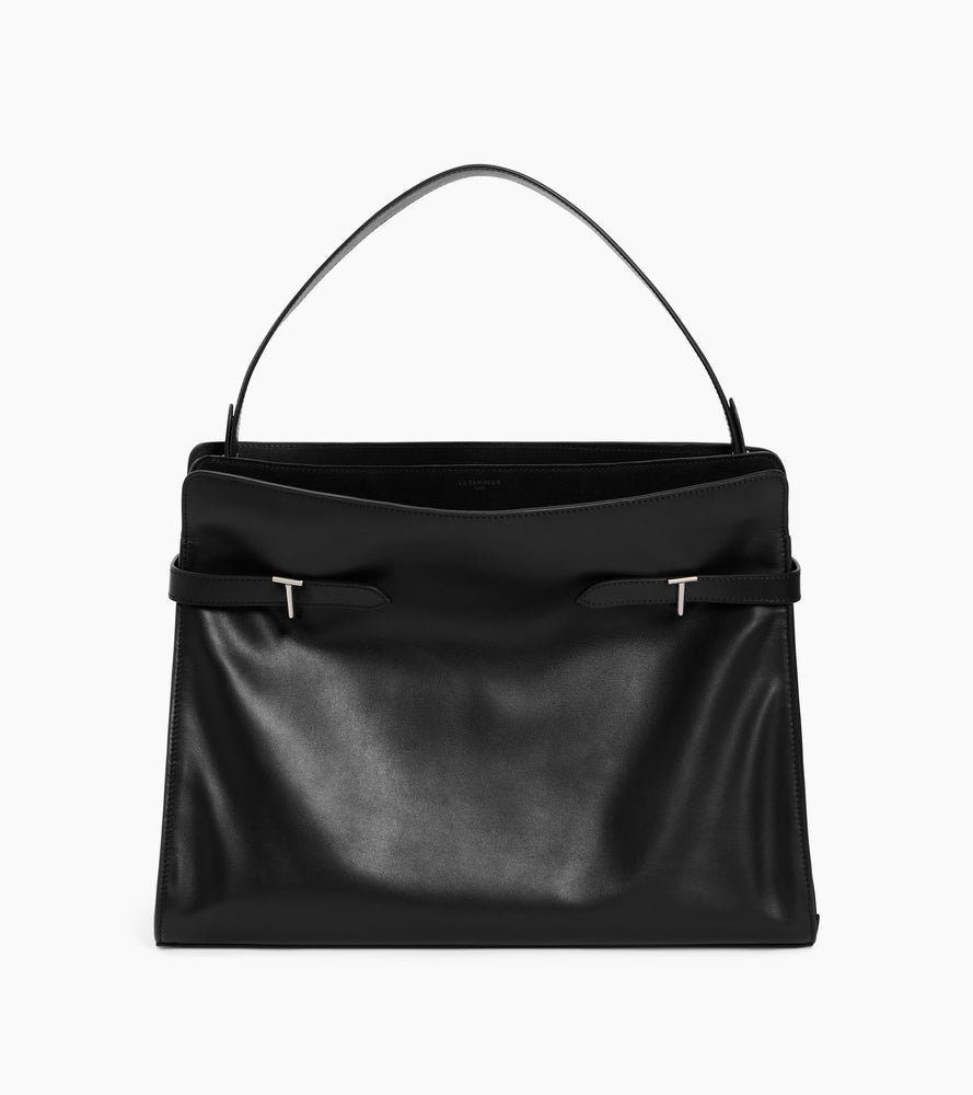 Emie maxi handbag in smooth leather and suede