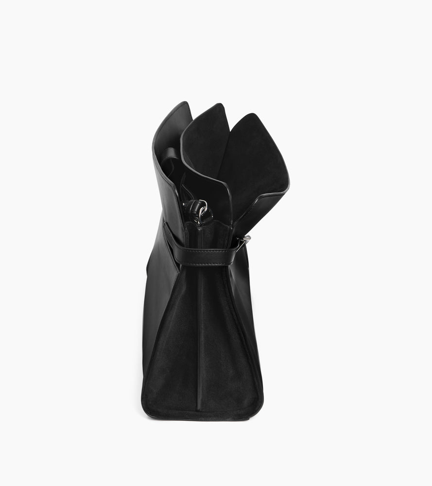 Emie maxi handbag in smooth leather and suede