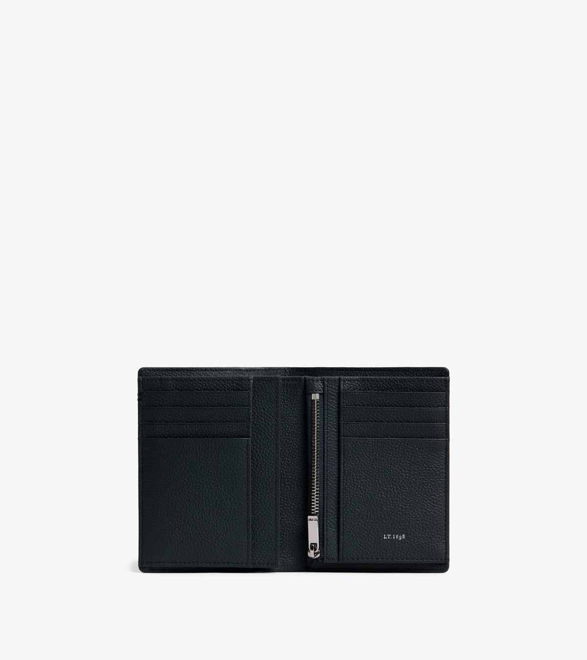 Lucien small vertical two-fold zipped wallet in grained leather