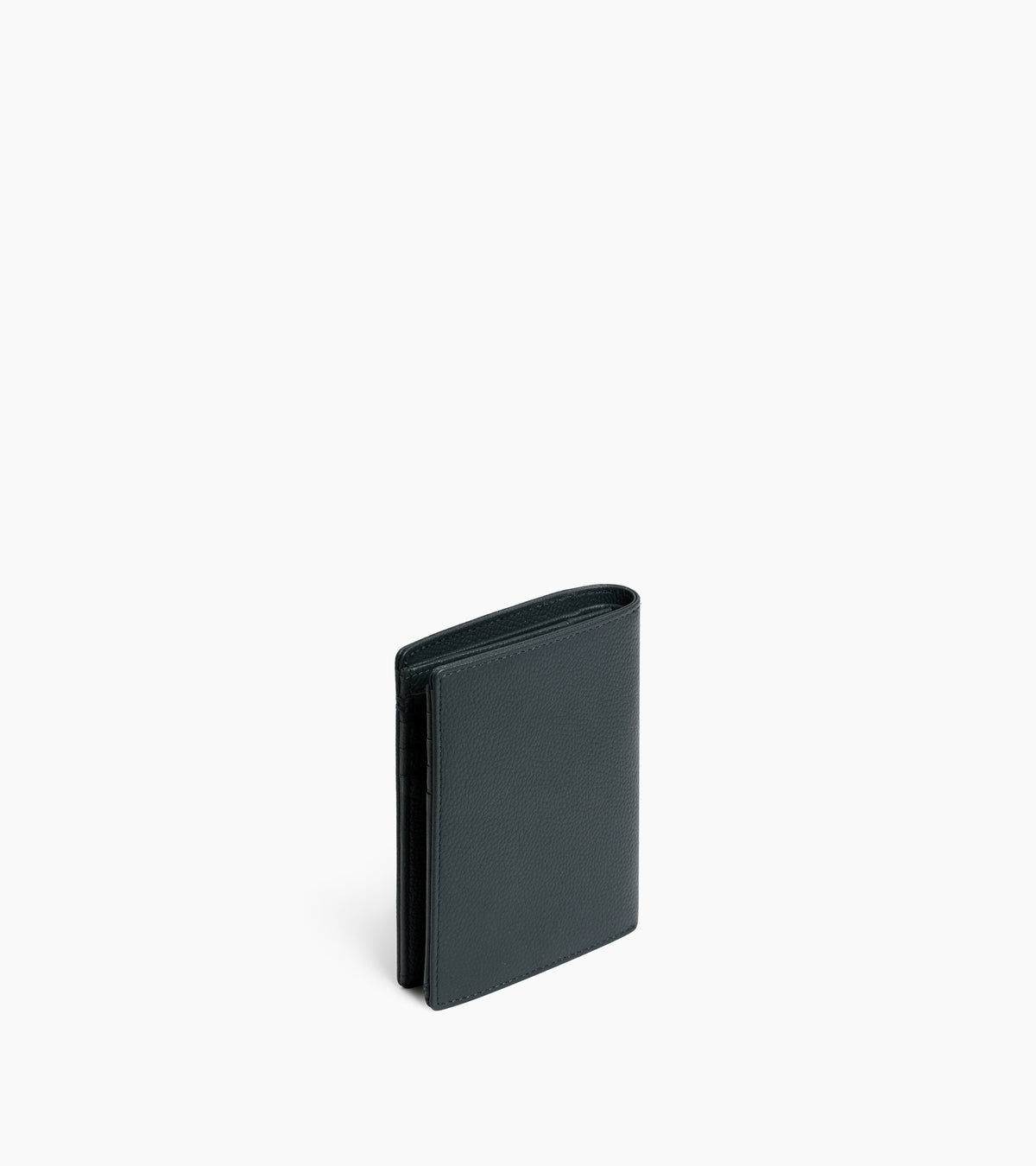 Lucien small vertical two-fold zipped wallet in grained leather