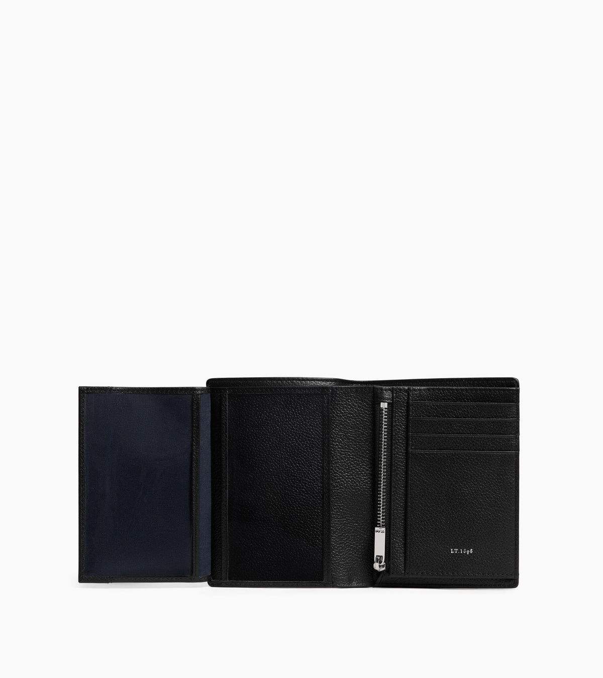Lucien small vertical two-fold zipped wallet in grained leather
