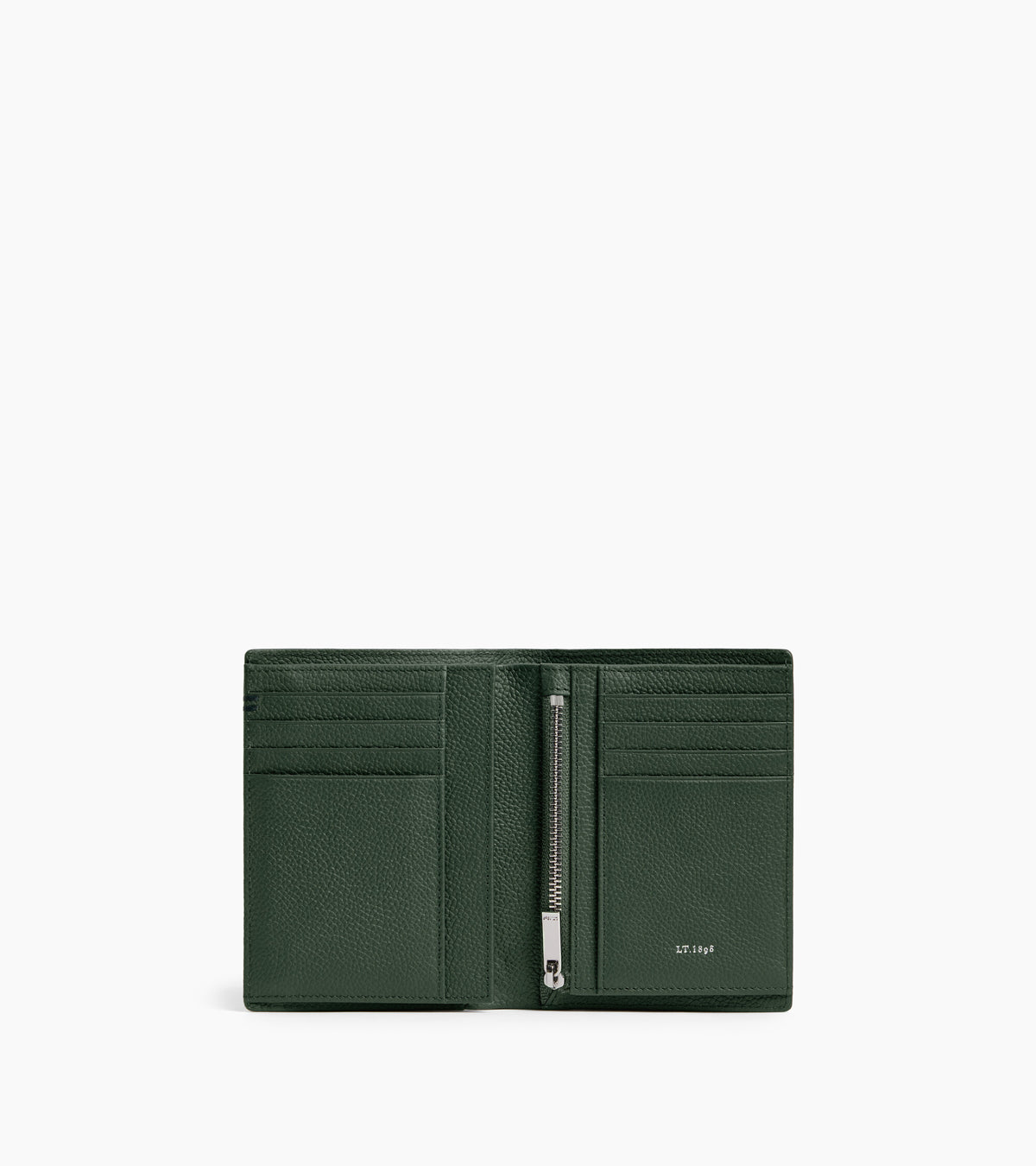 Lucien small vertical two-fold zipped wallet in grained leather