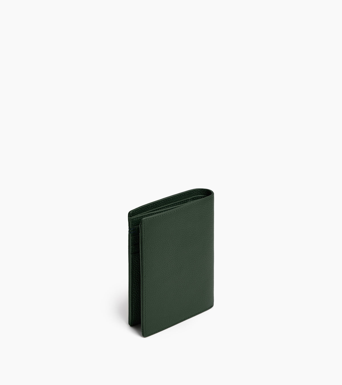 Lucien small vertical two-fold zipped wallet in grained leather