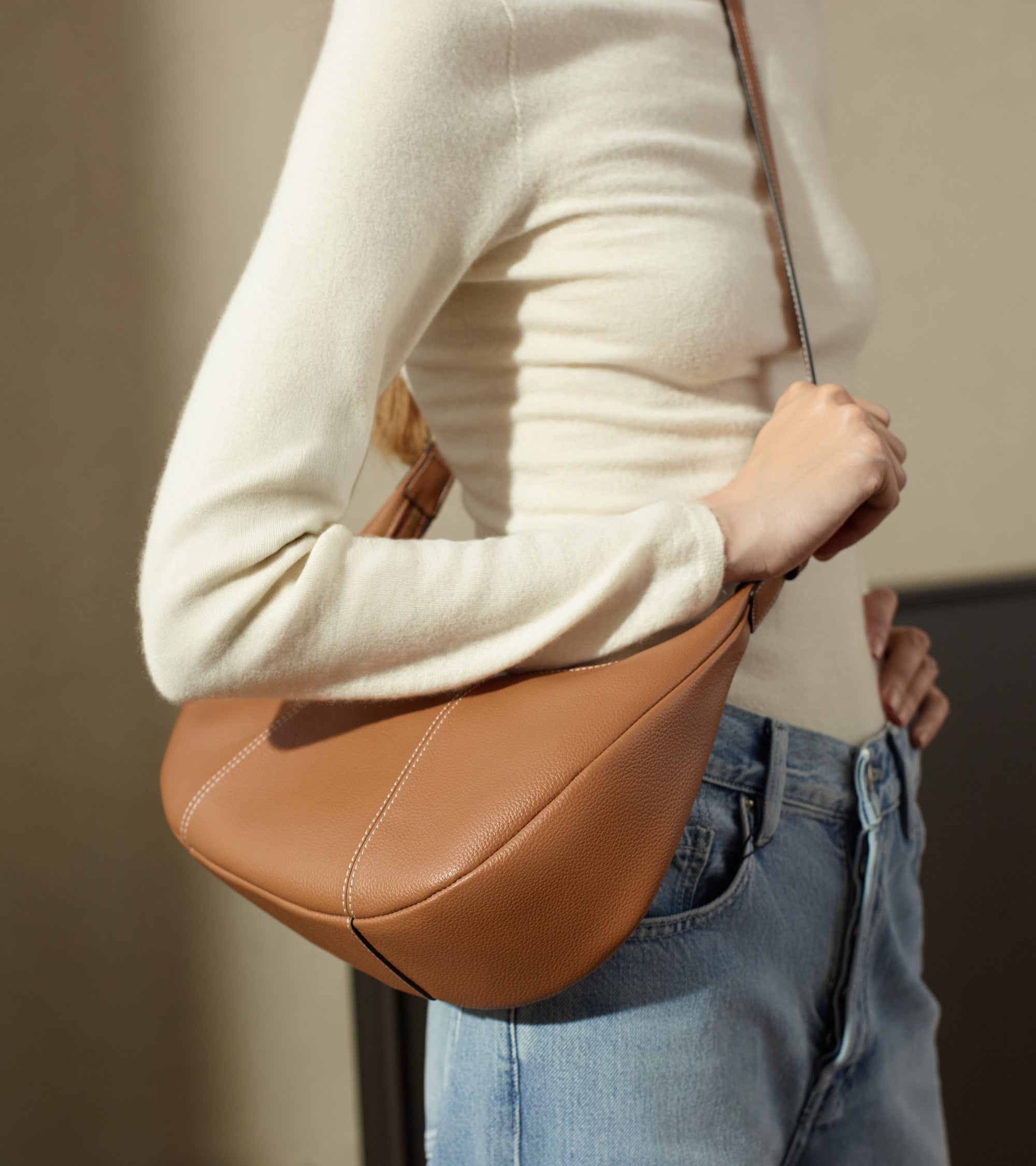 Petit sac hobo Juliette en cuir grainé