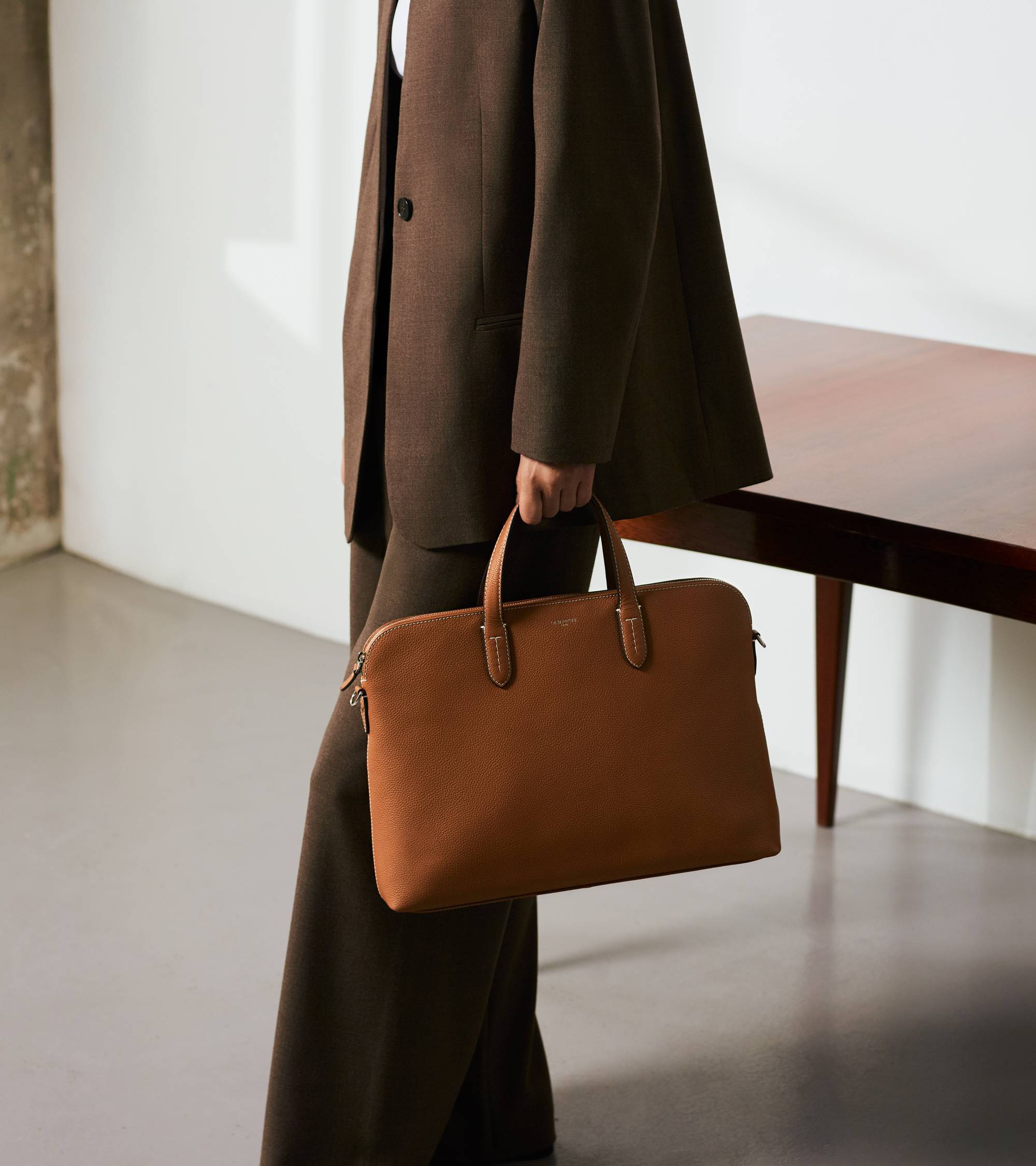 Porte documents 1 soufflet 15" Sophie en cuir grainé