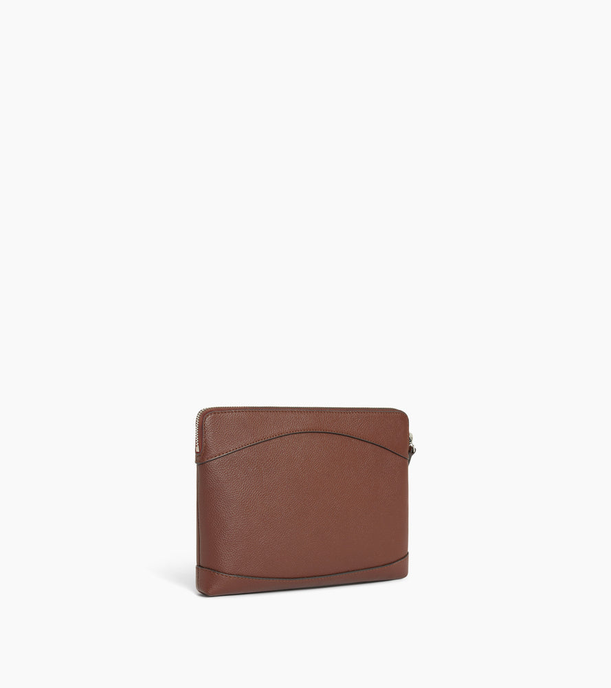 Pochette zippée en cuir grainé