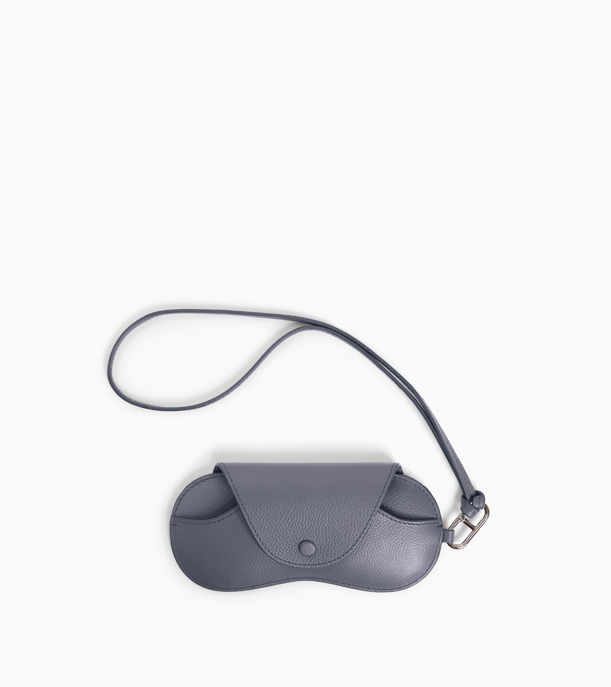 Glasses case with charms in grained leather