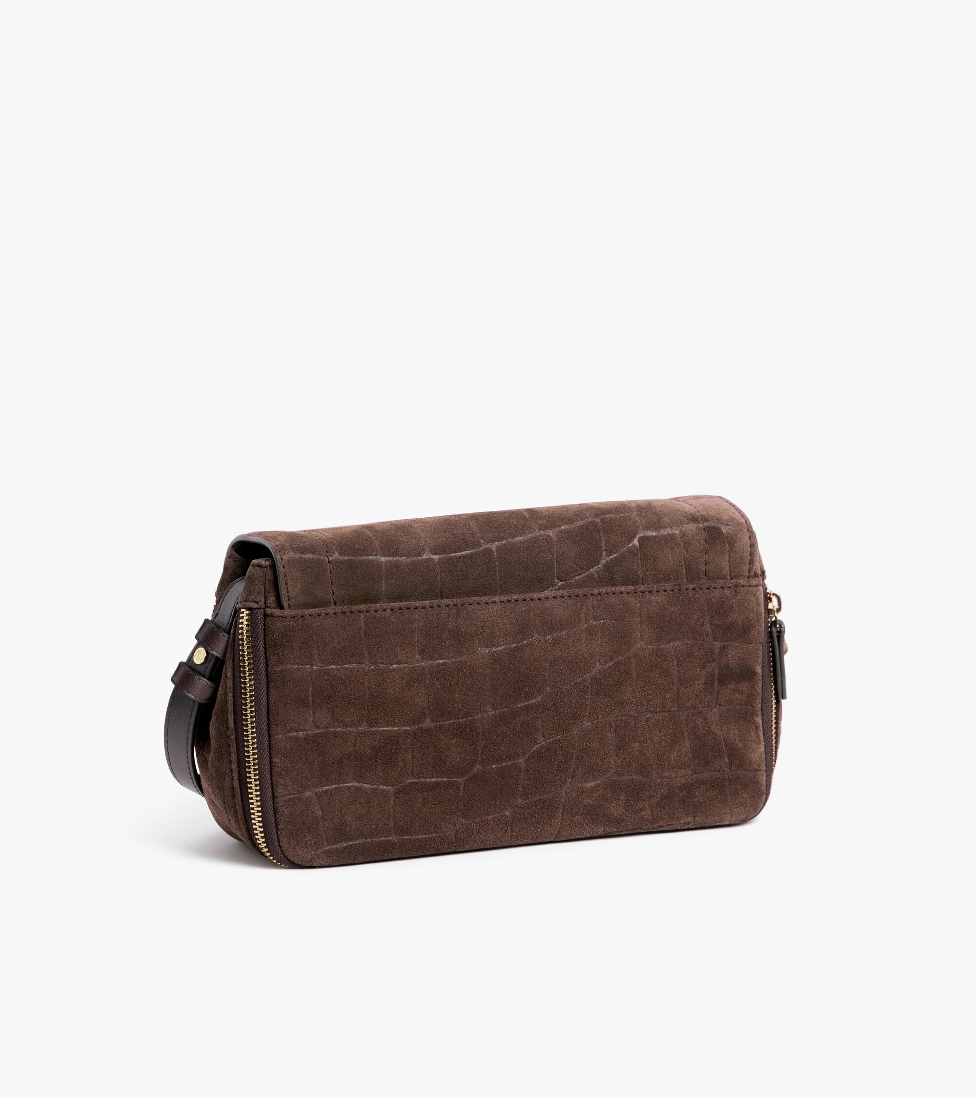 Pequeño bolso bandolera Aurore de piel serraje con grabado efecto cocodrilo