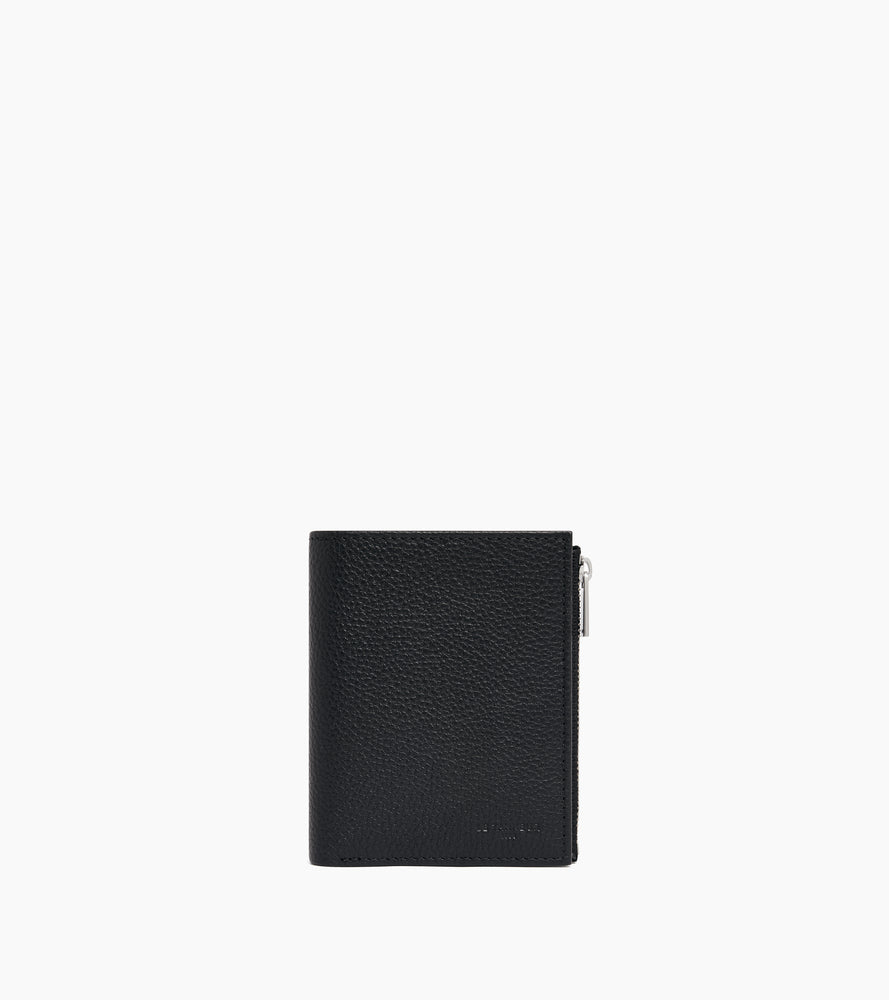 Portefeuille moyen modèle zippé Charles en cuir grainé