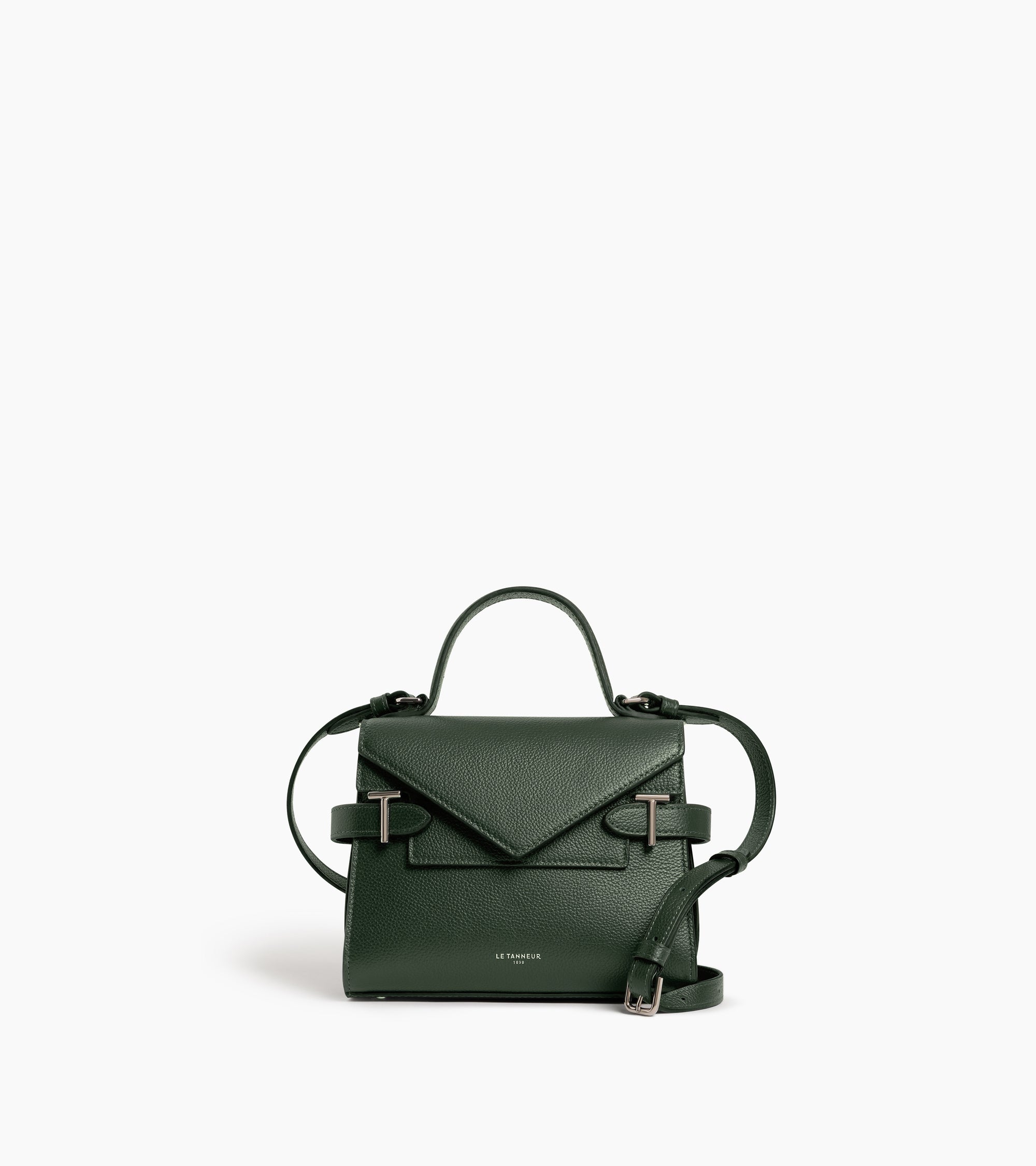 Bolso de mano pequeño Emilie de piel texturizada con doble solapa