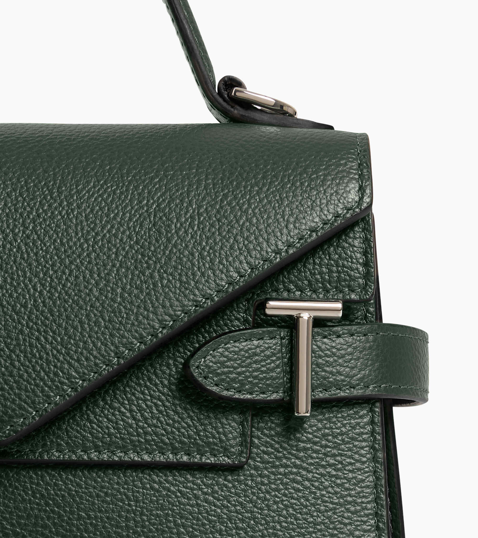 Bolso de mano pequeño Emilie de piel texturizada con doble solapa