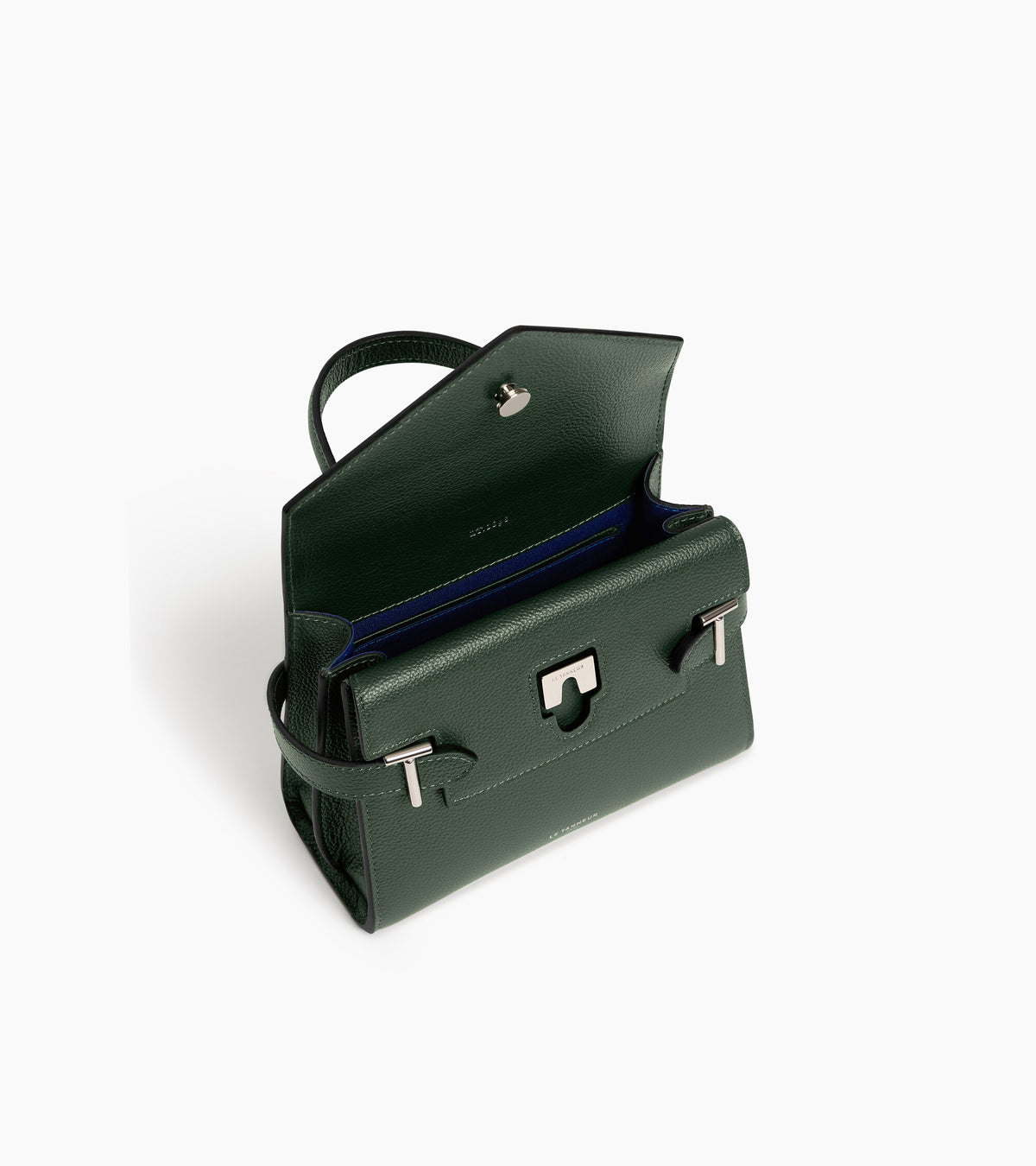 Bolso de mano pequeño Emilie de piel texturizada con doble solapa