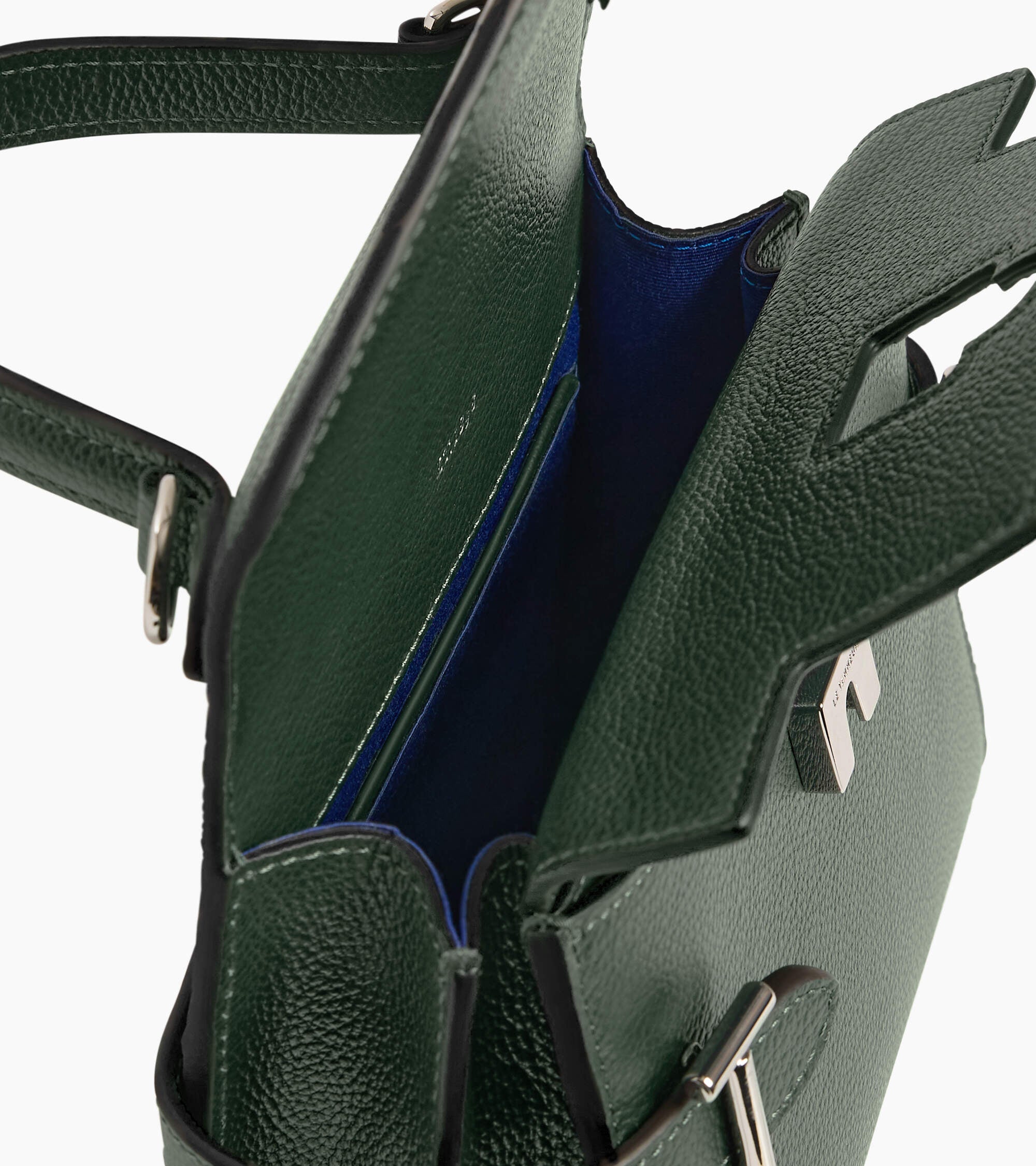 Bolso de mano pequeño Emilie de piel texturizada con doble solapa