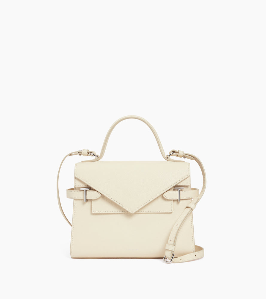 Sac à main double rabat moyen modèle Emilie en cuir grainé
