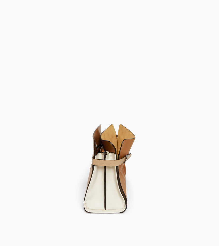 Sac porté épaule grand modèle Emie en cuir lisse et nubuck