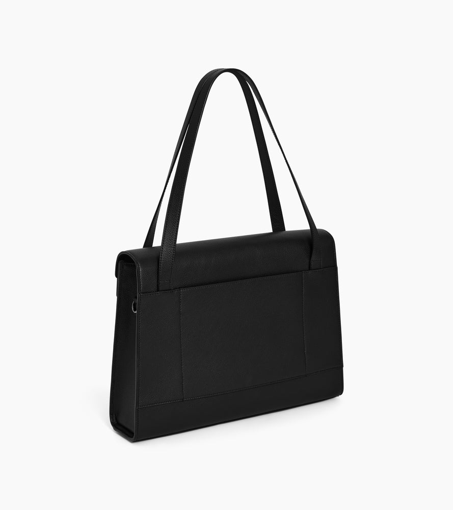 Porte documents double rabat porté épaule Emilie en cuir grainé