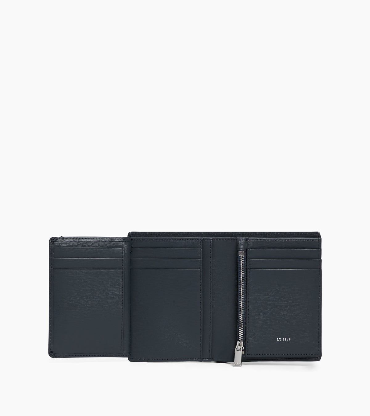 Cartera vertical grande con cremallera de dos secciones Lucien de piel con corcho