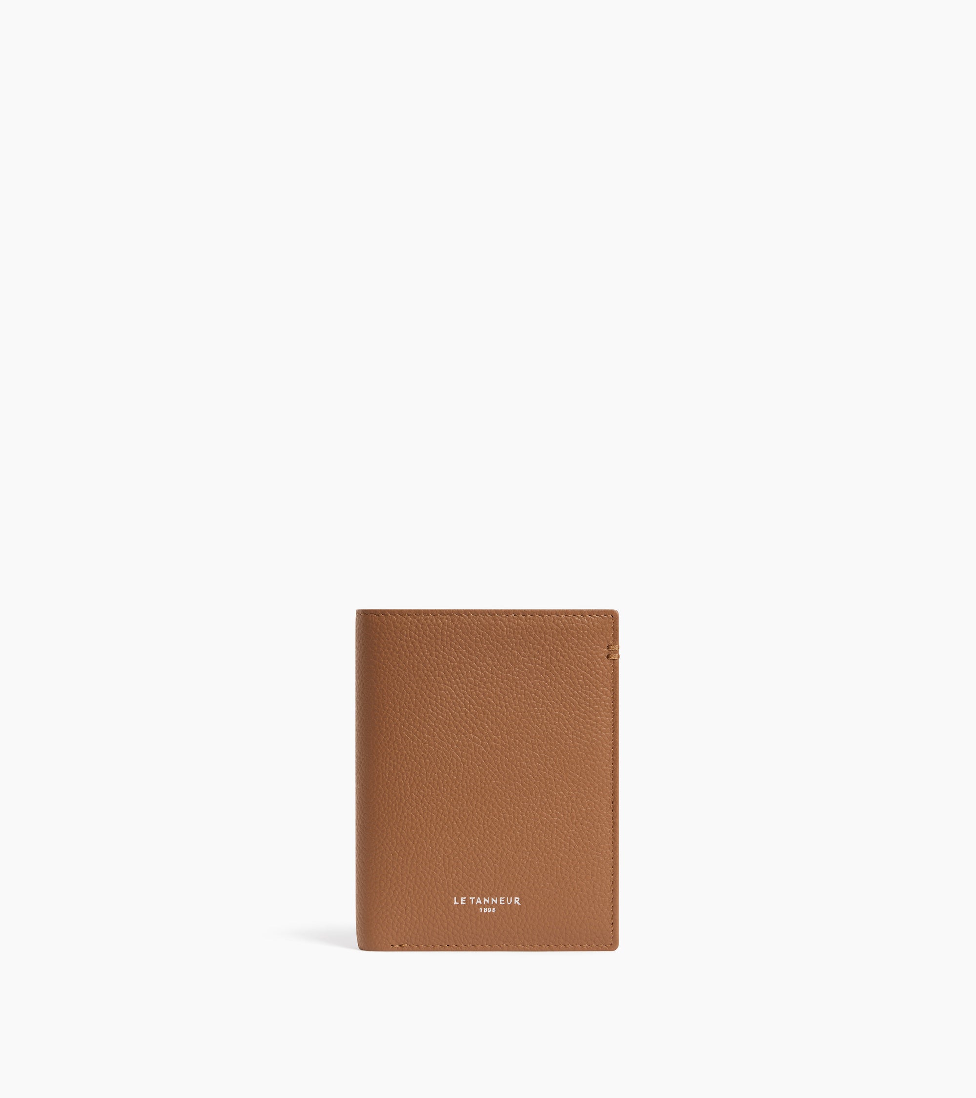 Cartera vertical mediana con cremallera Lucien de piel granulada