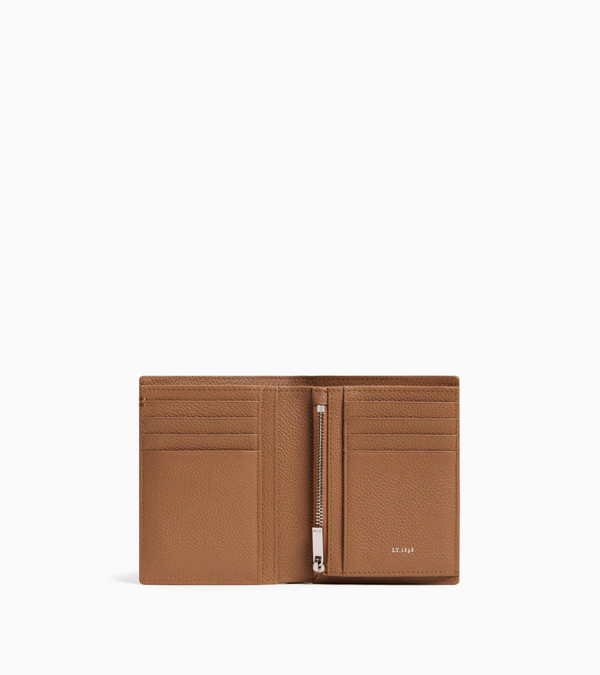 Lucien medium vertical zipped wallet in grained leather