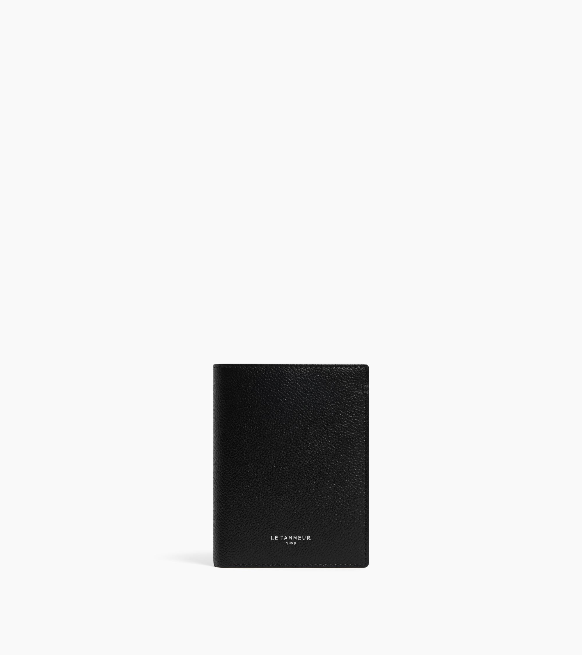 Lucien medium vertical zipped wallet in grained leather