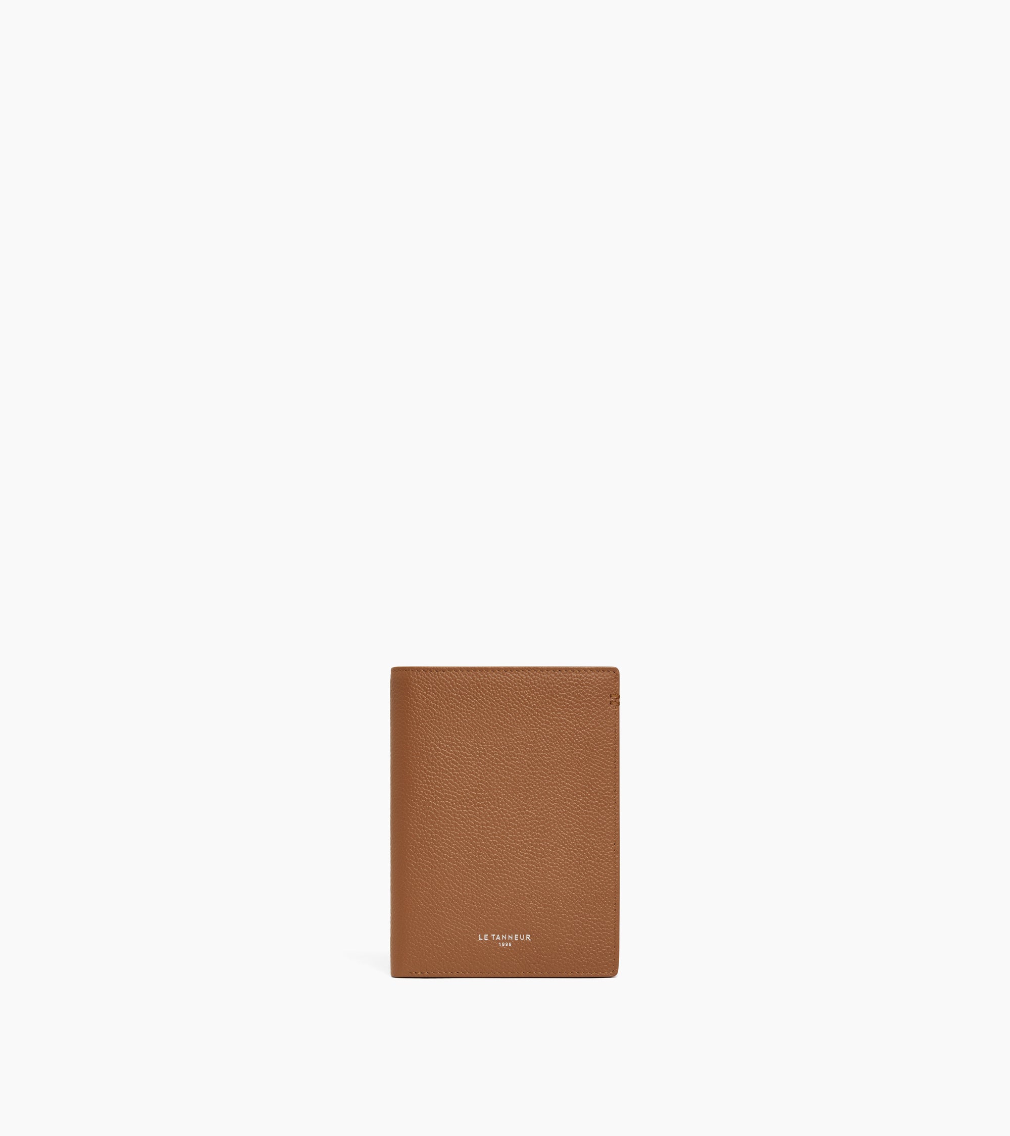 Cartera vertical grande con cremallera Lucien de piel granulada