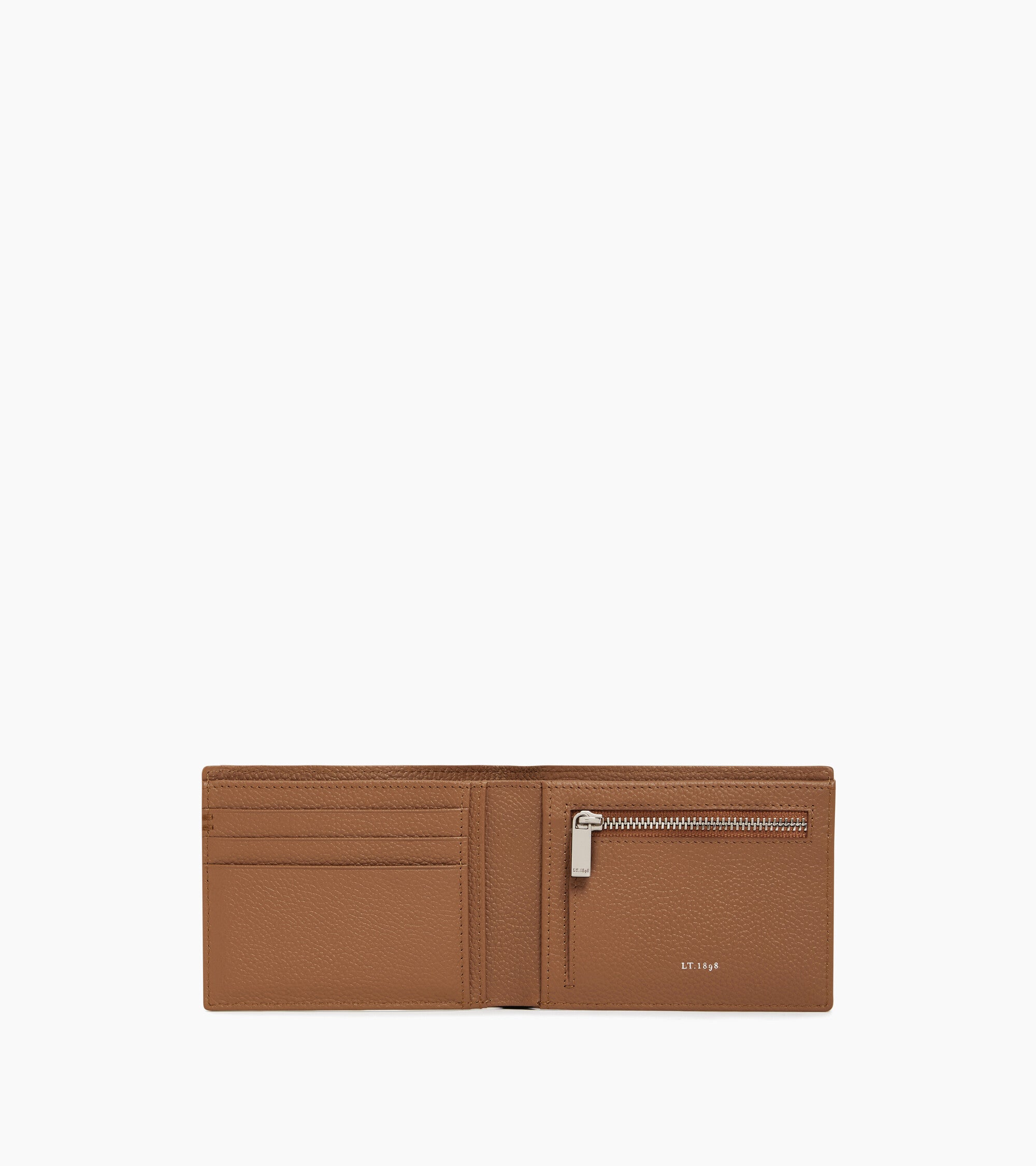 Cartera horizontal Lucien con cremallera de piel granulada