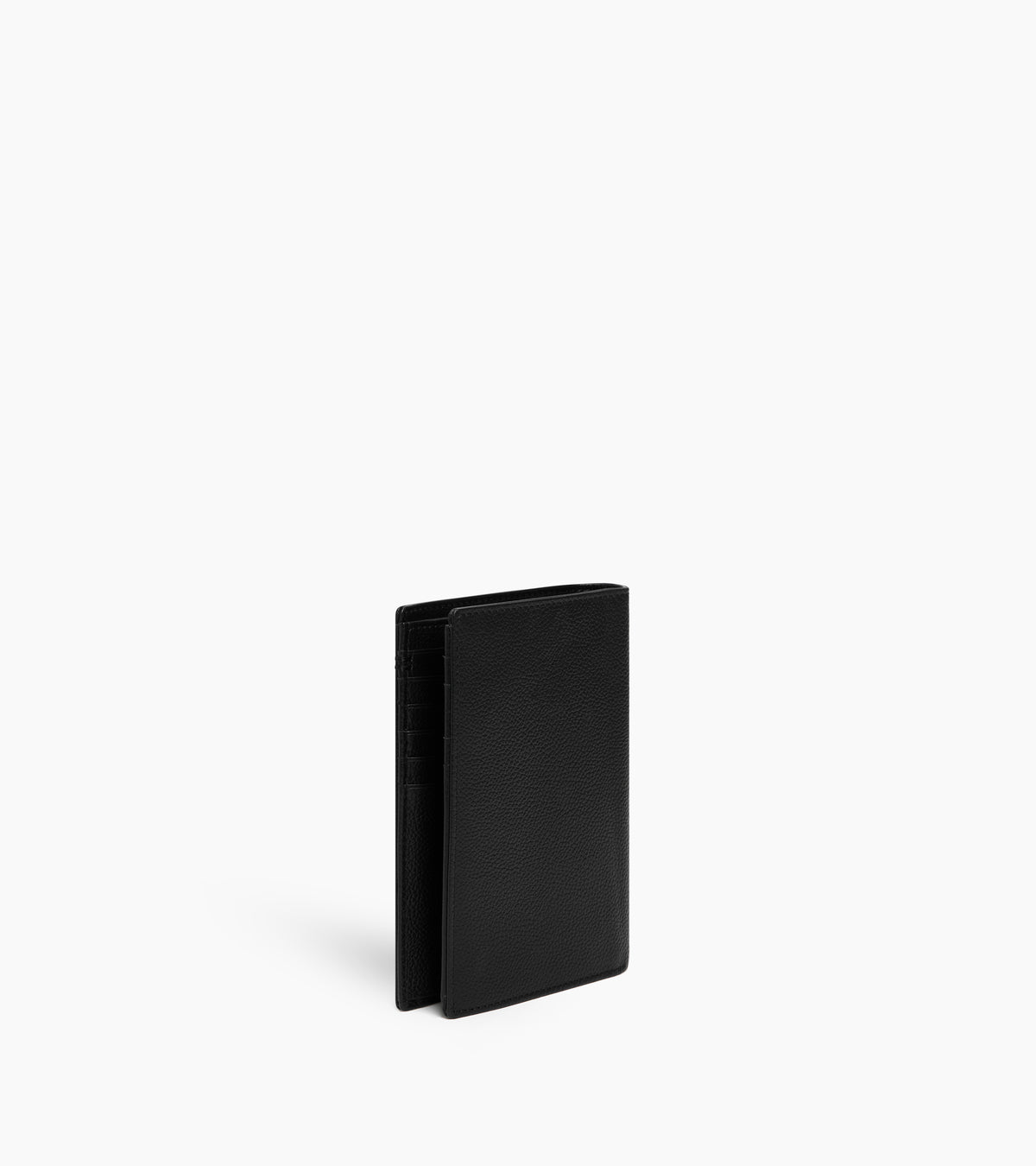 Lucien medium vertical two-fold zipped wallet in grained leather