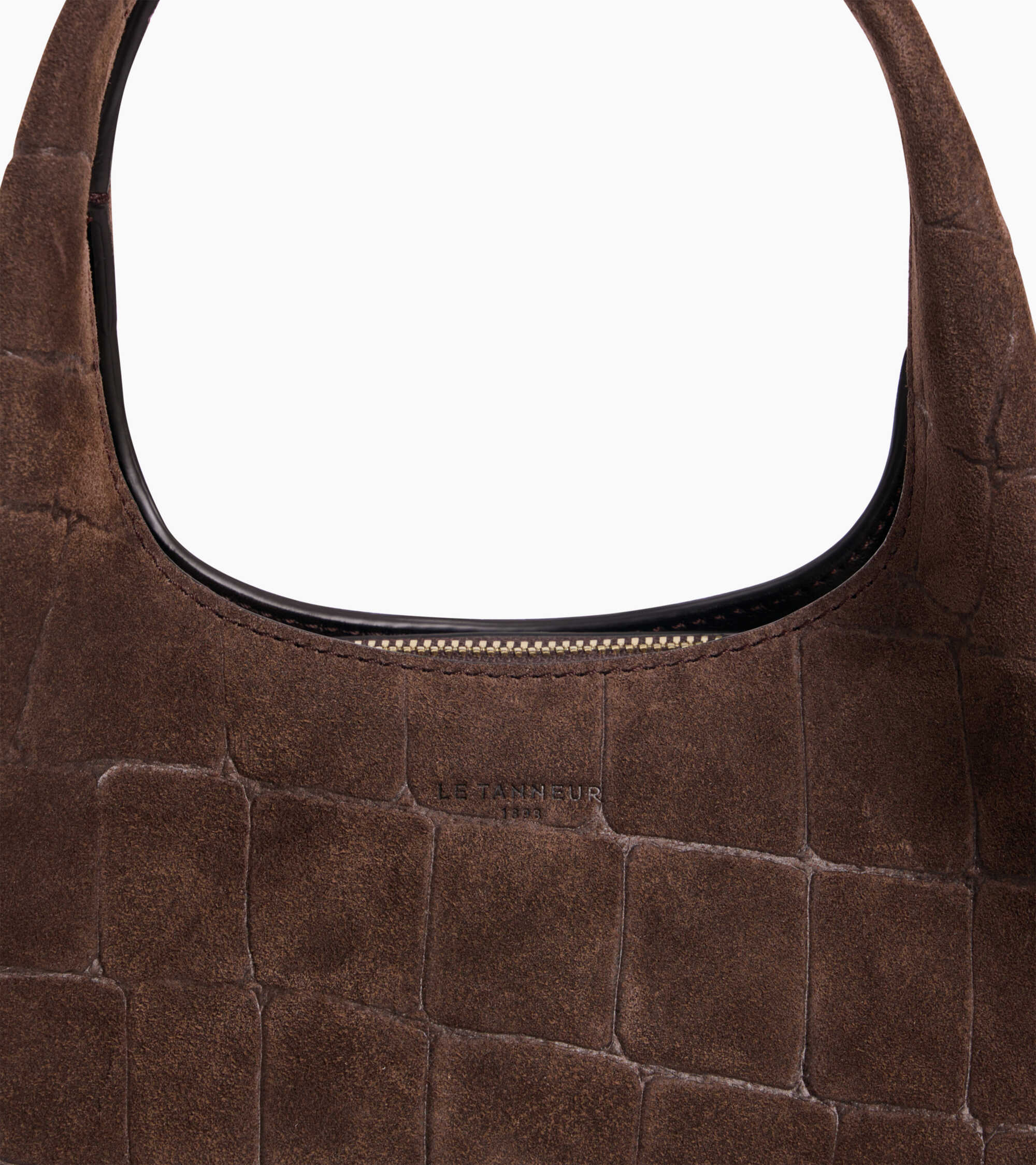 Bolso pequeño Juliette de piel serraje con acabado de terciopelo repujado de cocodrilo