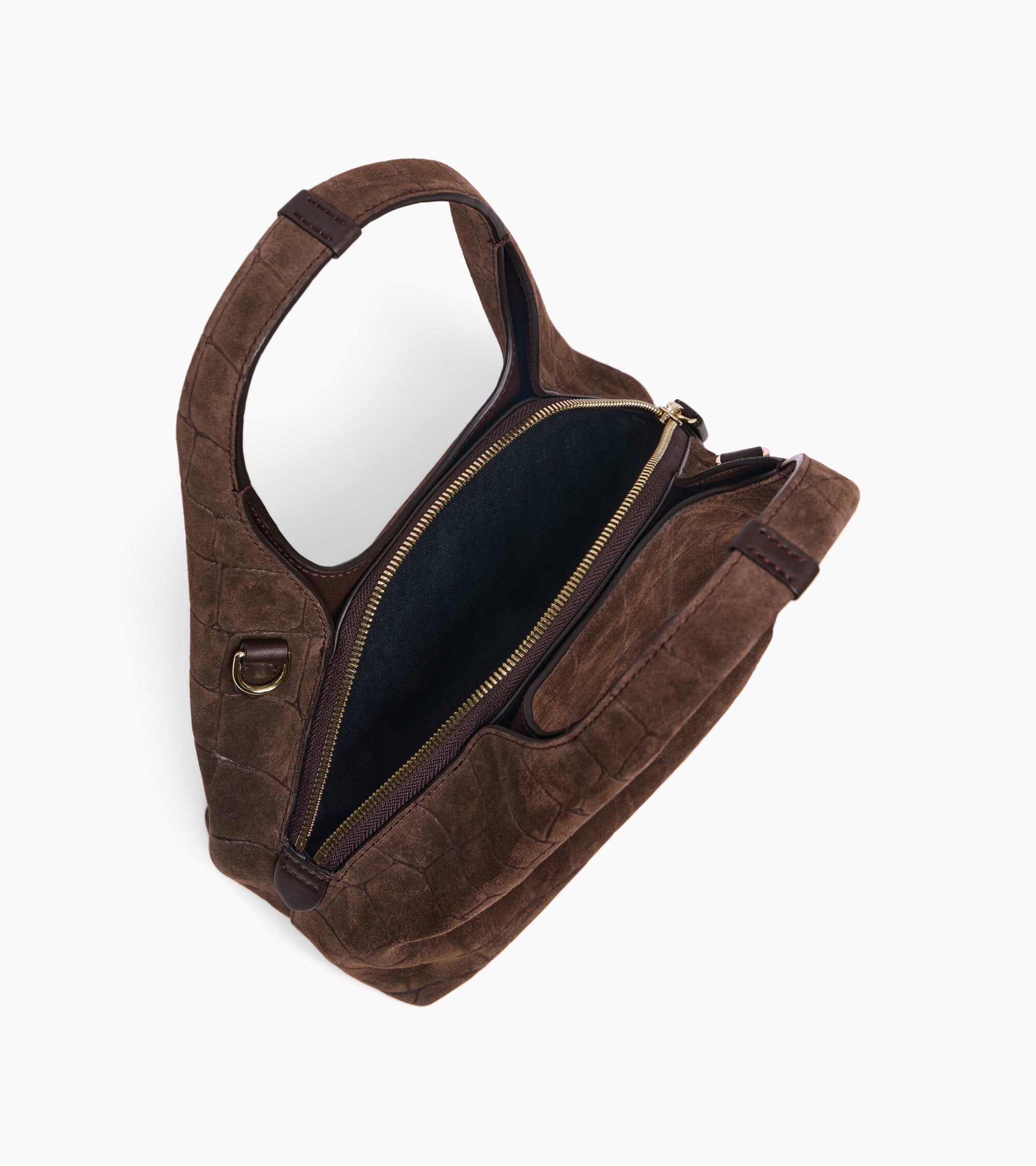 Bolso pequeño Juliette de piel serraje con acabado de terciopelo repujado de cocodrilo