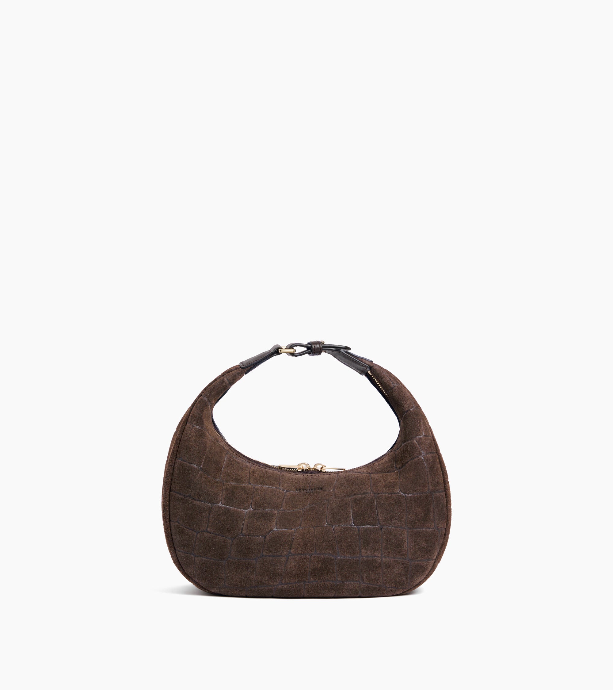 Bolso hobo pequeño Juliette de piel serraje con acabado de terciopelo repujado de cocodrilo