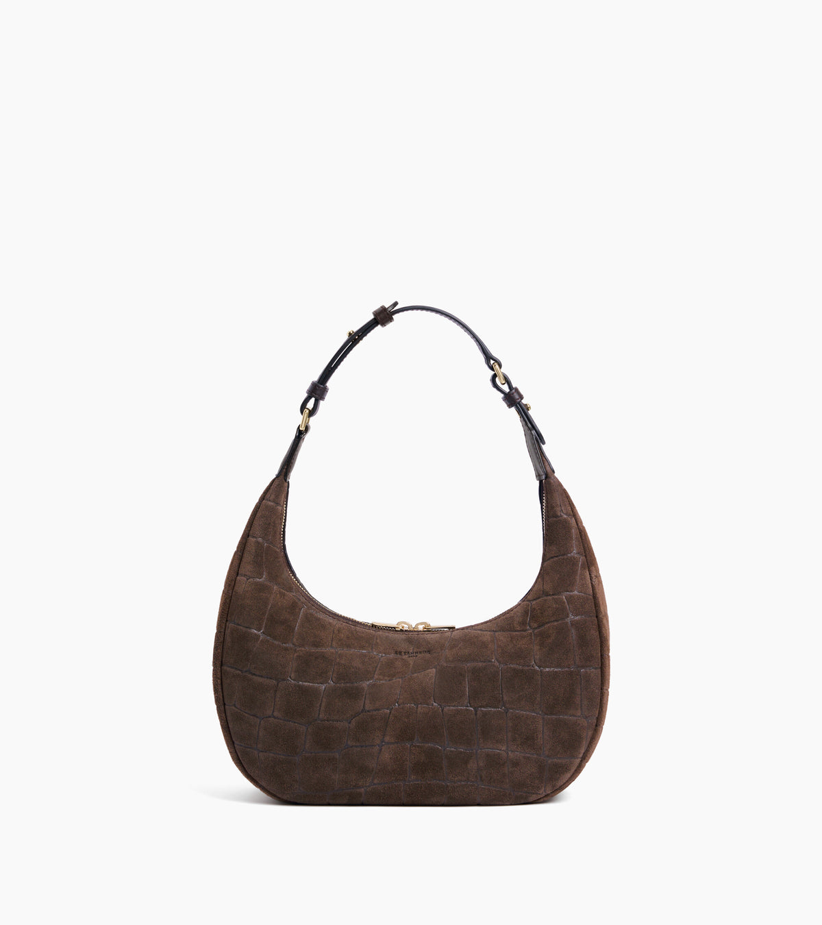 Bolso hobo pequeño Juliette de piel serraje con acabado de terciopelo repujado de cocodrilo