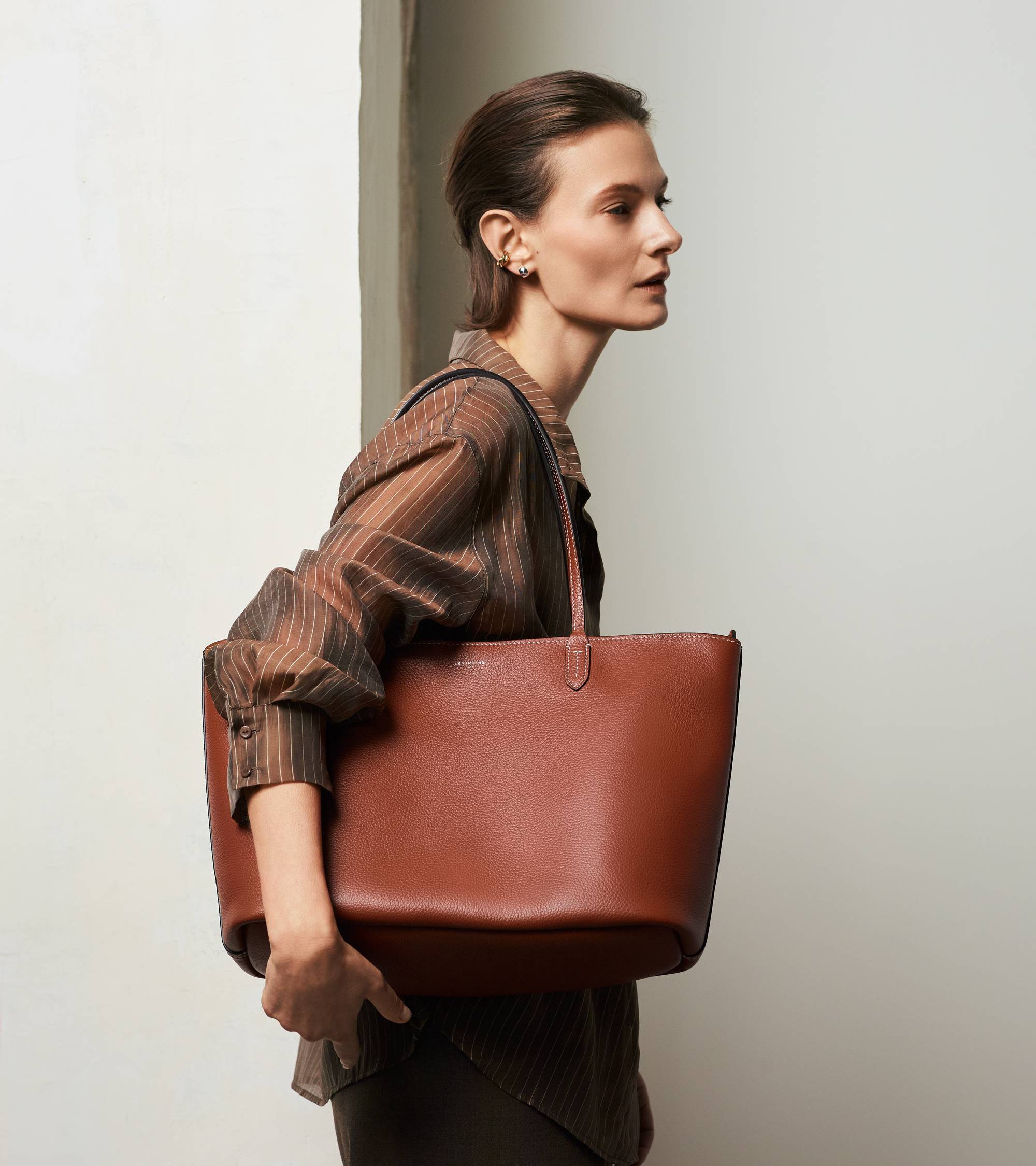 Grand sac cabas Louise en cuir grainé