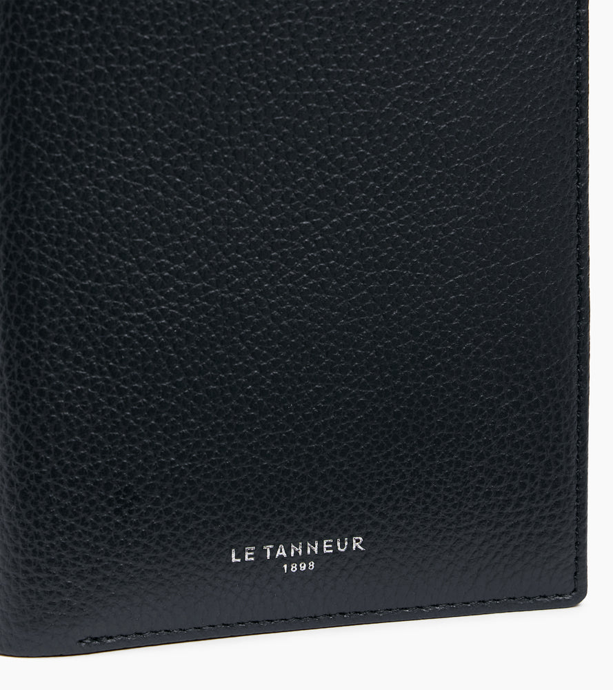 Portefeuille vertical zippé Emile en cuir grainé