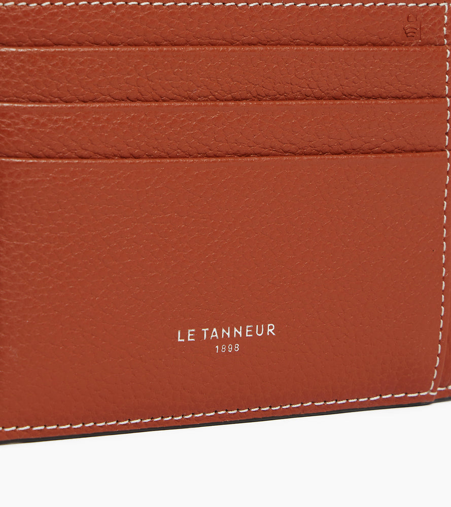 Porte cartes zip en L Emile en cuir grainé