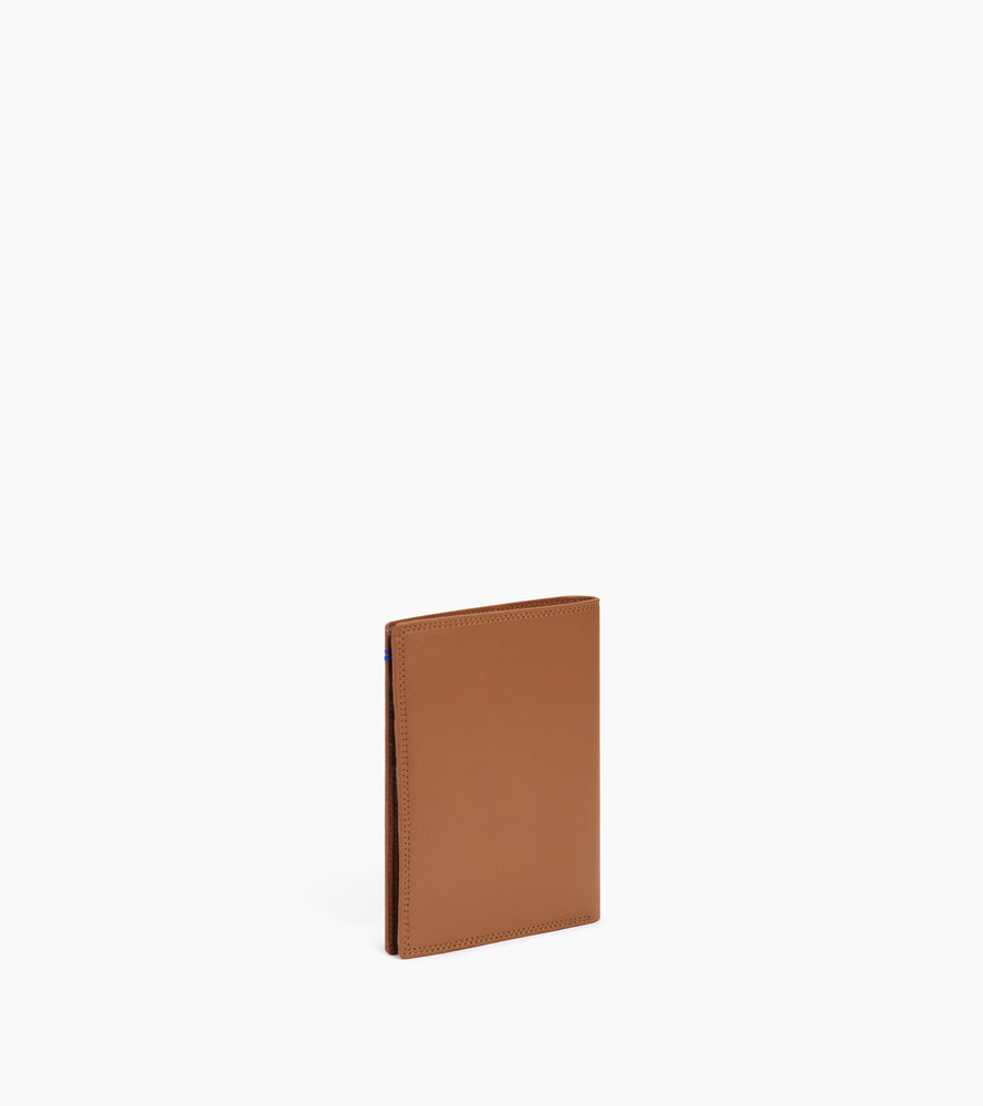 Grand portefeuille vertical zippé Martin en cuir lisse