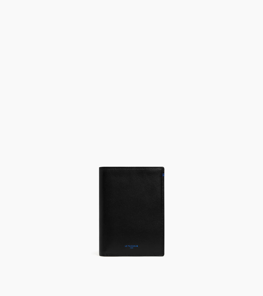 Grand portefeuille vertical zippé Martin en cuir lisse