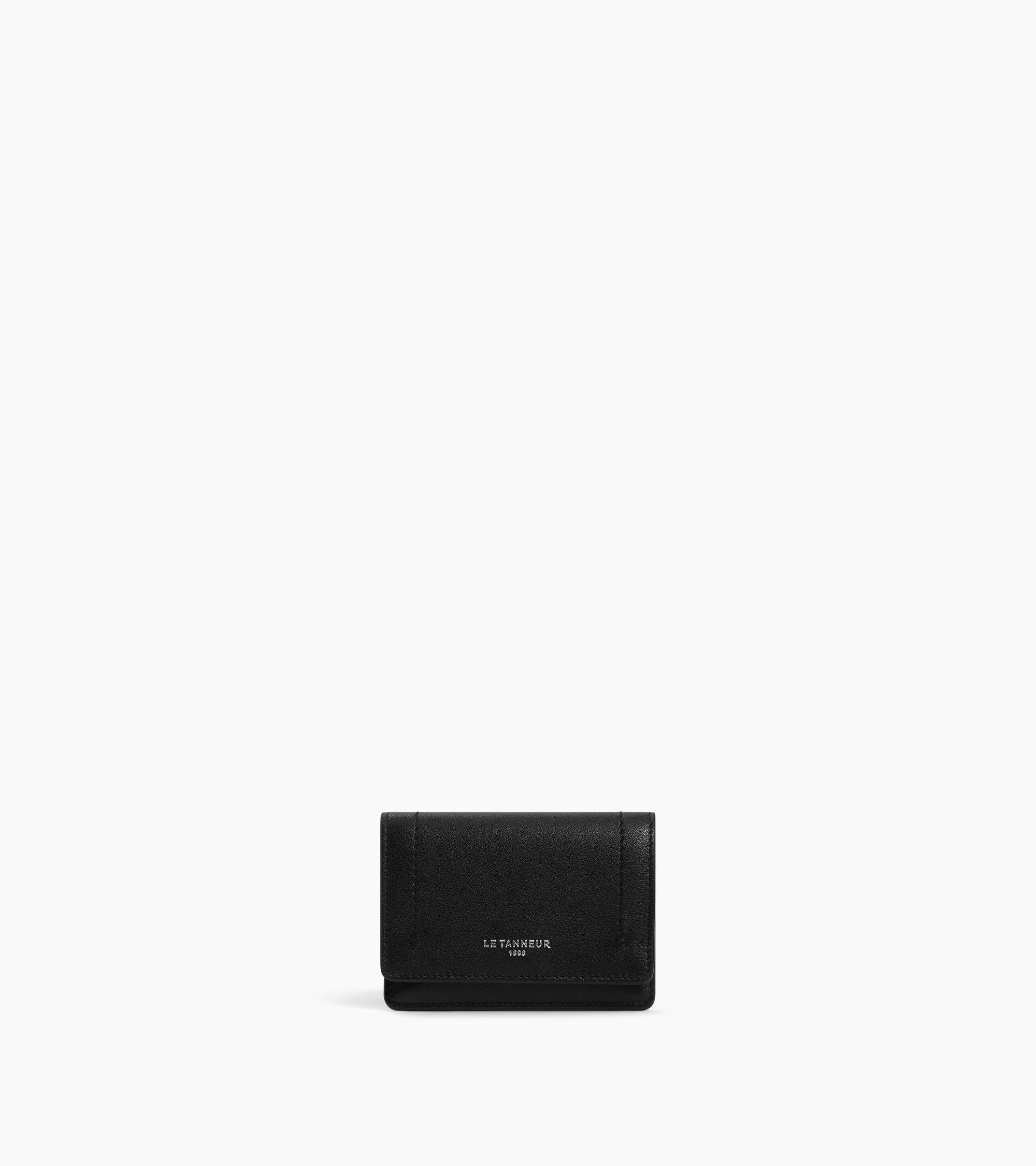 Louison small card holder with flap in smooth leather